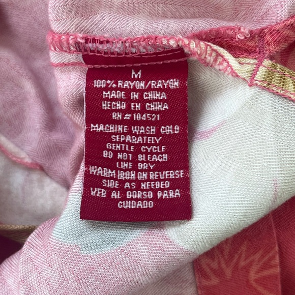 Caribbean Joe | Pink rayon button front short sleeve Hawaiian shirt size… - Picture 12 of 12